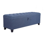Banc de rangement ottoman capitonné bleu, avec couvercle à charnière, 1 place