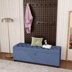 Banc de rangement ottoman capitonné bleu, avec couvercle à charnière, 1 place