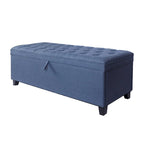 Banc de rangement ottoman capitonné bleu, avec couvercle à charnière, 1 place