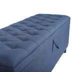 Banc de rangement ottoman capitonné bleu, avec couvercle à charnière, 1 place