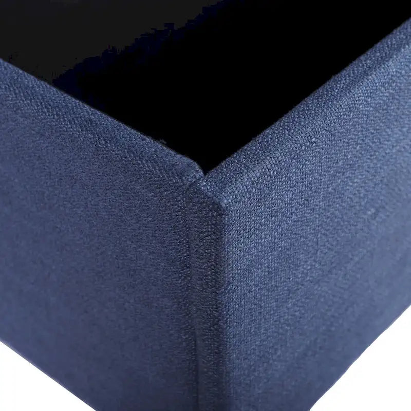 Banc de rangement ottoman capitonné bleu, avec couvercle à charnière, 1 place