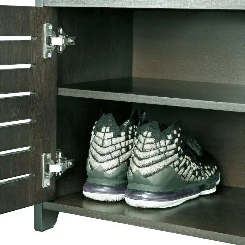 Banc à chaussures blanc/marron en bambou avec coussin – 1 à 2 places