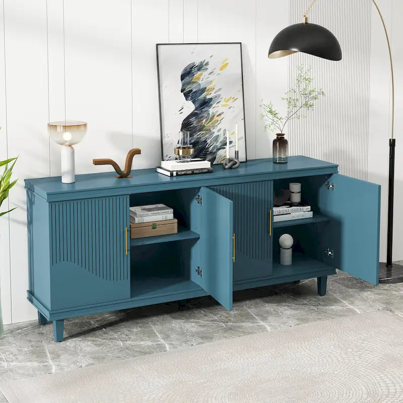 Armoire de rangement 4 portes, Champagne/Bleu, Convient pour 1 à 2 utilisateurs