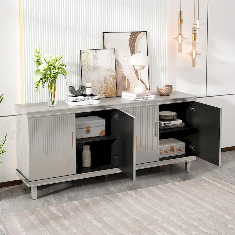Armoire de rangement 4 portes, Champagne/Bleu, Convient pour 1 à 2 utilisateurs