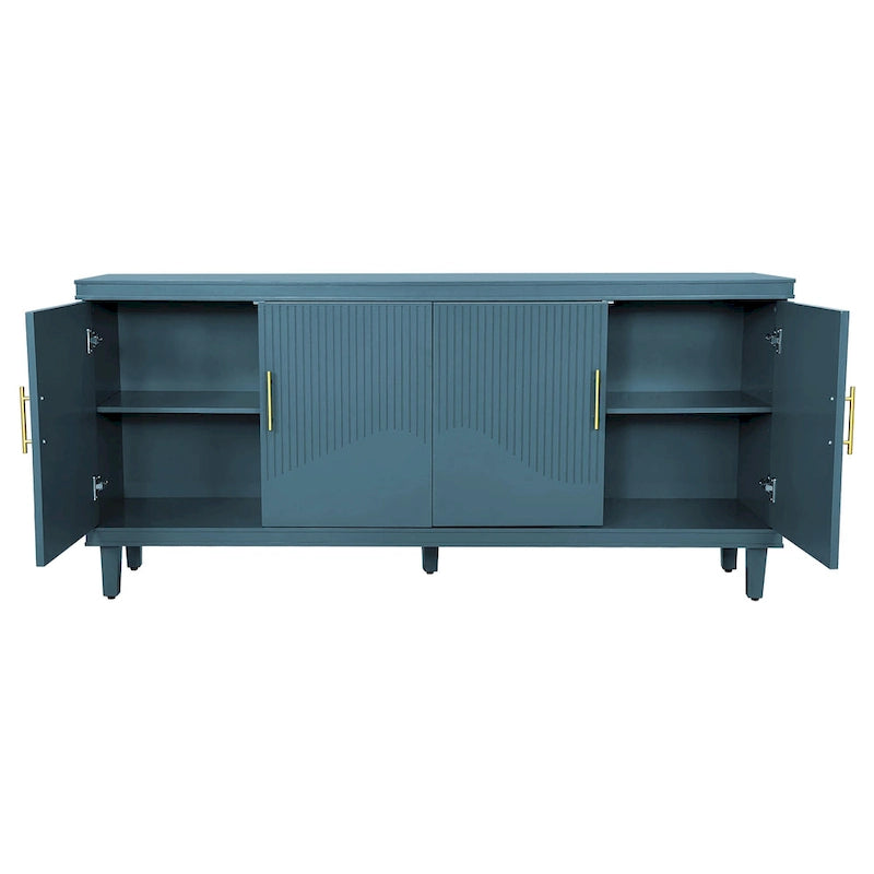 Armoire de rangement 4 portes, Champagne/Bleu, Convient pour 1 à 2 utilisateurs