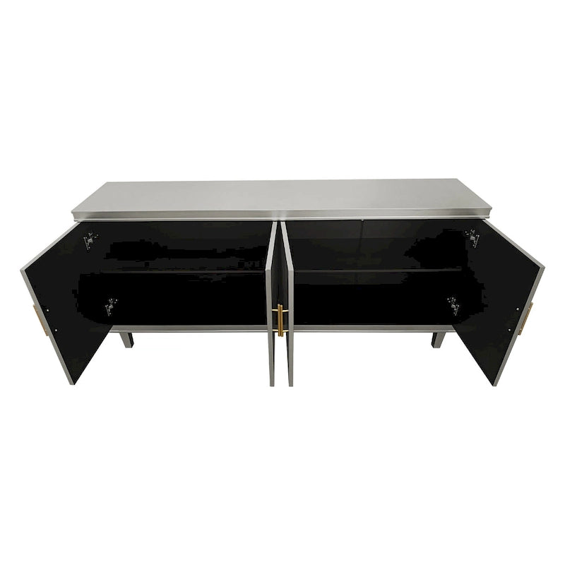 Armoire de rangement 4 portes, Champagne/Bleu, Convient pour 1 à 2 utilisateurs