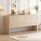 Buffet 4 portes de 152 cm, Crème/Blanc, Étagères réglables, 2 côtés d'assise