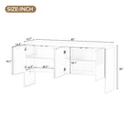 Buffet 4 portes de 152 cm, Crème/Blanc, Étagères réglables, 2 côtés d'assise