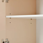 Buffet 4 portes de 152 cm, Crème/Blanc, Étagères réglables, 2 côtés d'assise
