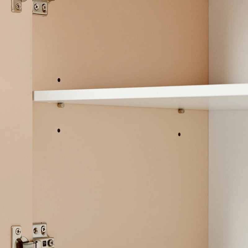 Buffet 4 portes de 152 cm, Crème/Blanc, Étagères réglables, 2 côtés d'assise