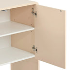 Buffet 4 portes de 152 cm, Crème/Blanc, Étagères réglables, 2 côtés d'assise