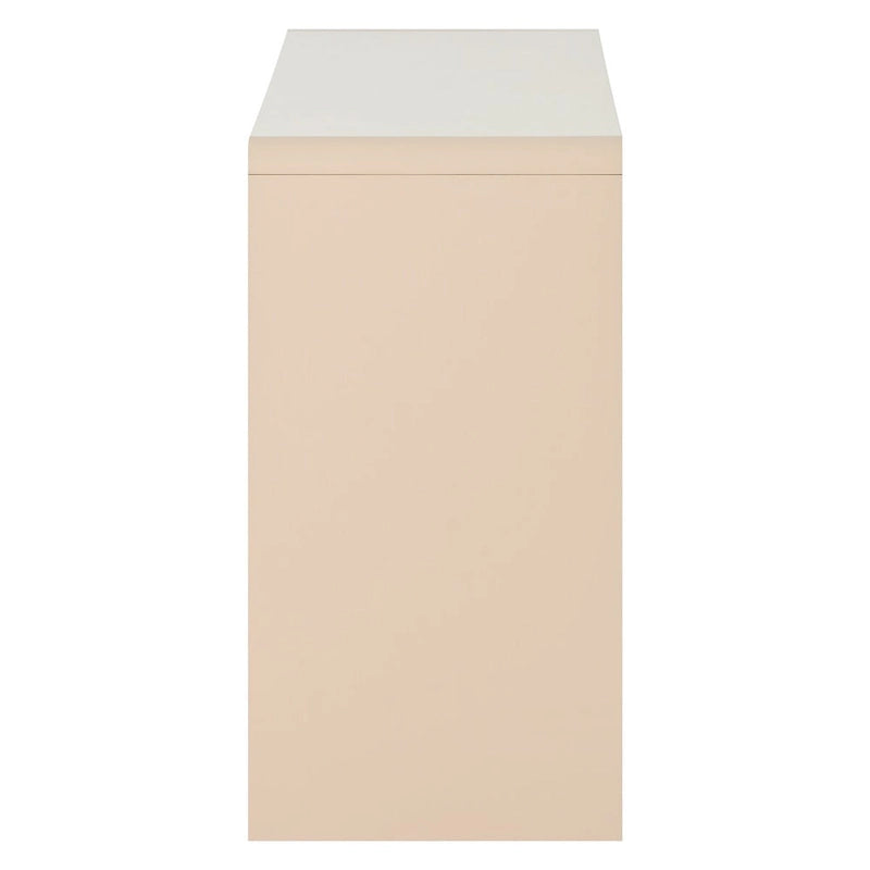 Buffet 4 portes de 152 cm, Crème/Blanc, Étagères réglables, 2 côtés d'assise