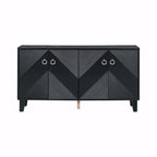 Meuble de rangement géométrique 4 portes noir/argent