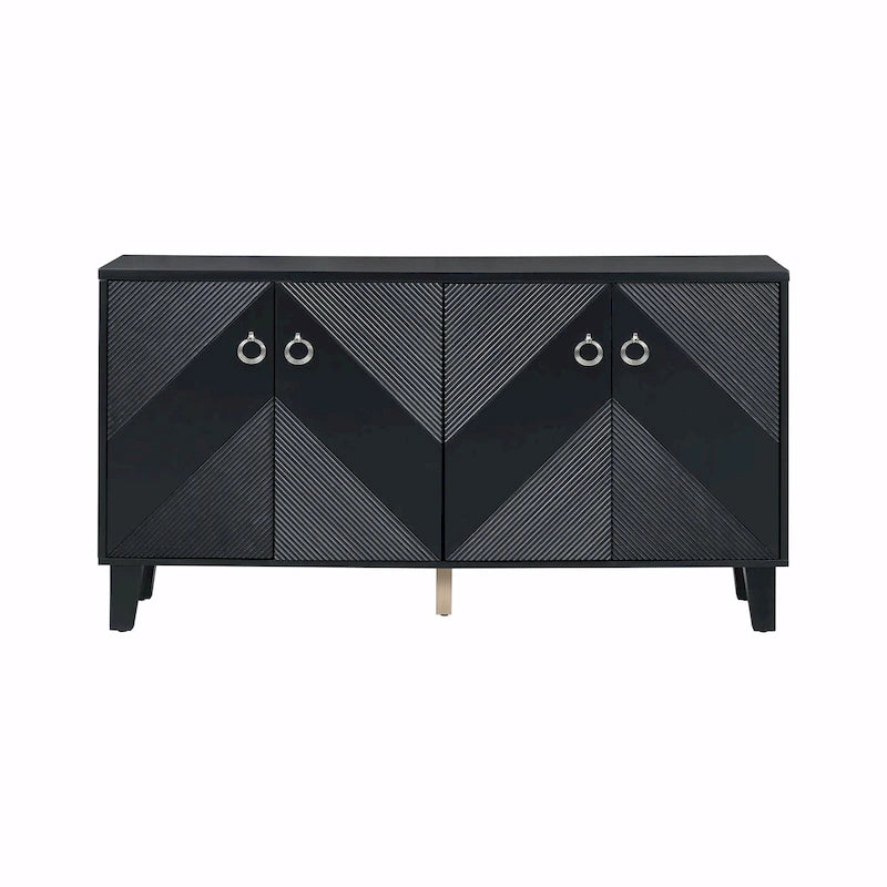 Meuble de rangement géométrique 4 portes noir/argent