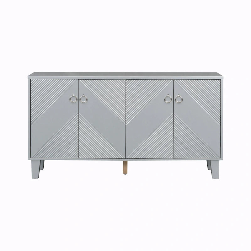 Meuble de rangement géométrique 4 portes noir/argent