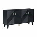 Meuble de rangement géométrique 4 portes noir/argent