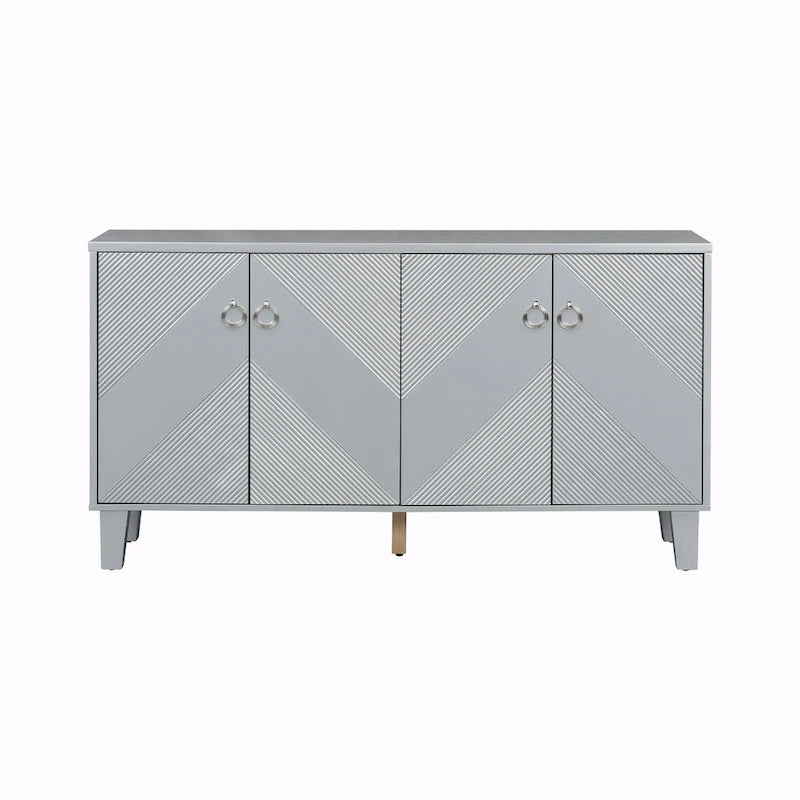 Meuble de rangement géométrique 4 portes noir/argent