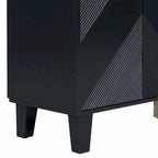 Meuble de rangement géométrique 4 portes noir/argent