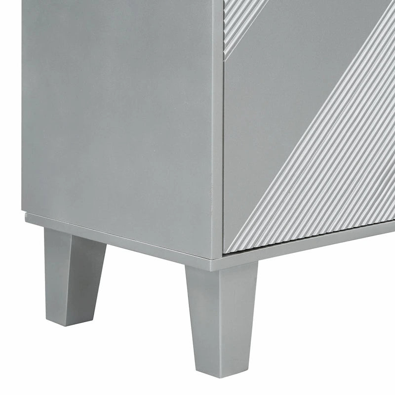 Meuble de rangement géométrique 4 portes noir/argent