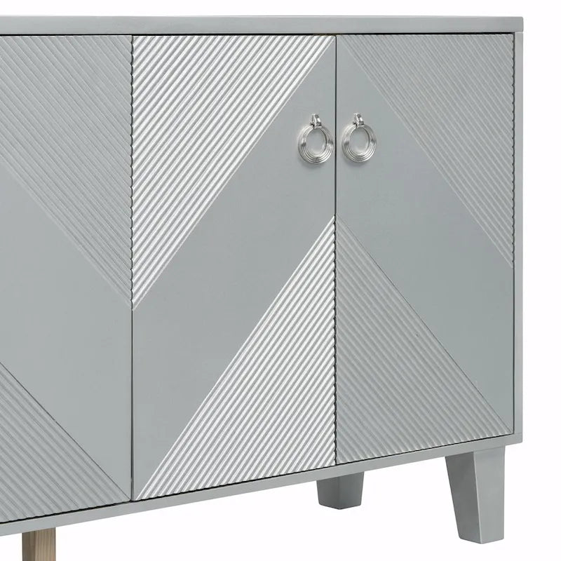 Meuble de rangement géométrique 4 portes noir/argent