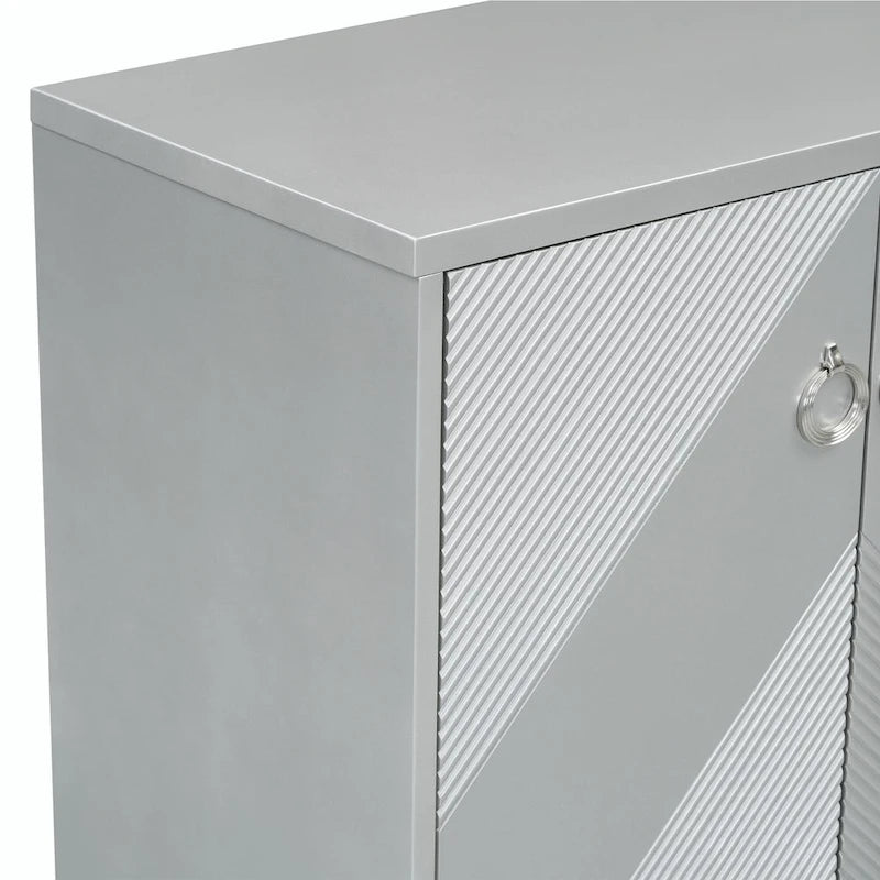 Meuble de rangement géométrique 4 portes noir/argent