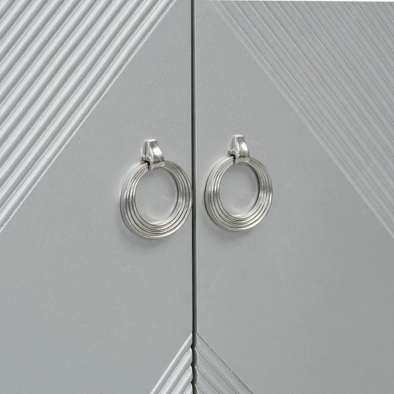 Meuble de rangement géométrique 4 portes noir/argent