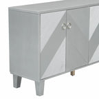 Meuble de rangement géométrique 4 portes noir/argent