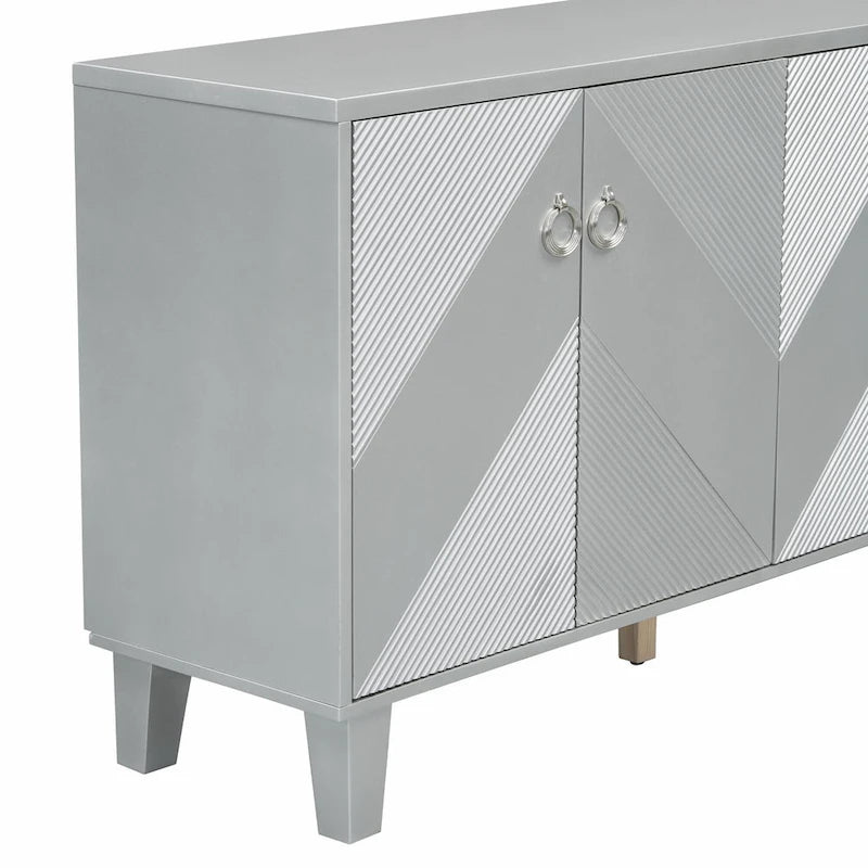 Meuble de rangement géométrique 4 portes noir/argent
