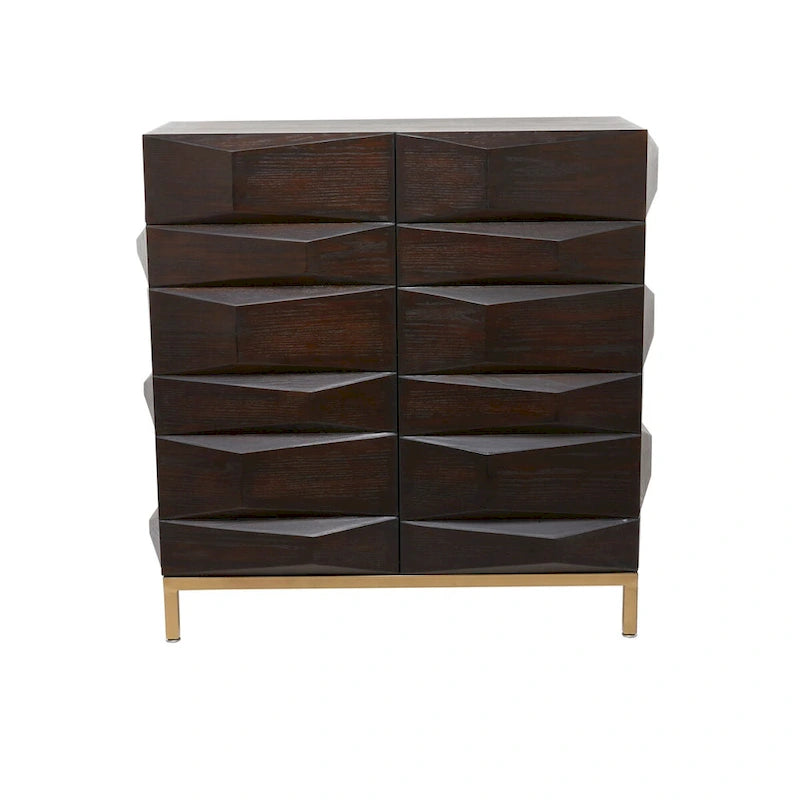 Wooden Geometric 1 Shelf and 2 or 4 Doors Cabinet - Brown - Roche River Decor
