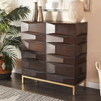 Meuble de rangement géométrique marron – 2/4 portes, 1 étagère, assemblage par 1 à 2 personnes