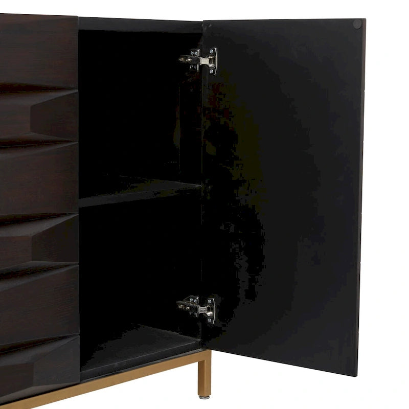 Meuble de rangement géométrique marron – 2/4 portes, 1 étagère, assemblage par 1 à 2 personnes