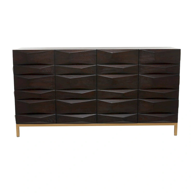 Meuble de rangement géométrique marron – 2/4 portes, 1 étagère, assemblage par 1 à 2 personnes