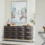 Meuble de rangement géométrique marron – 2/4 portes, 1 étagère, assemblage par 1 à 2 personnes