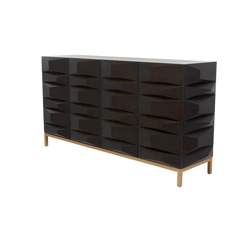 Meuble de rangement géométrique marron – 2/4 portes, 1 étagère, assemblage par 1 à 2 personnes