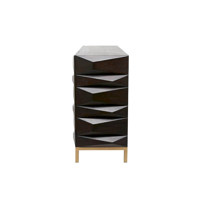 Meuble de rangement géométrique marron – 2/4 portes, 1 étagère, assemblage par 1 à 2 personnes