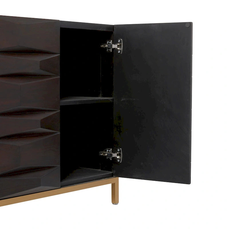 Meuble de rangement géométrique marron – 2/4 portes, 1 étagère, assemblage par 1 à 2 personnes