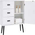 Armoire de rangement en rotin avec 3 tiroirs, coloris blanc / gris / naturel / marron rustique — Lot de 2