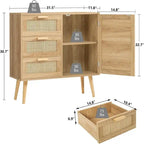 Armoire de rangement en rotin avec 3 tiroirs, coloris blanc / gris / naturel / marron rustique — Lot de 2