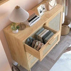 Armoire de rangement en rotin avec 3 tiroirs, coloris blanc / gris / naturel / marron rustique — Lot de 2