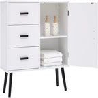 Armoire de rangement en rotin avec 3 tiroirs, coloris blanc / gris / naturel / marron rustique — Lot de 2