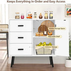 Armoire de rangement en rotin avec 3 tiroirs, coloris blanc / gris / naturel / marron rustique — Lot de 2