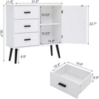 Armoire de rangement en rotin avec 3 tiroirs, coloris blanc / gris / naturel / marron rustique — Lot de 2