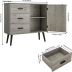 Armoire de rangement en rotin avec 3 tiroirs, coloris blanc / gris / naturel / marron rustique — Lot de 2
