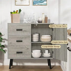 Armoire de rangement en rotin avec 3 tiroirs, coloris blanc / gris / naturel / marron rustique — Lot de 2