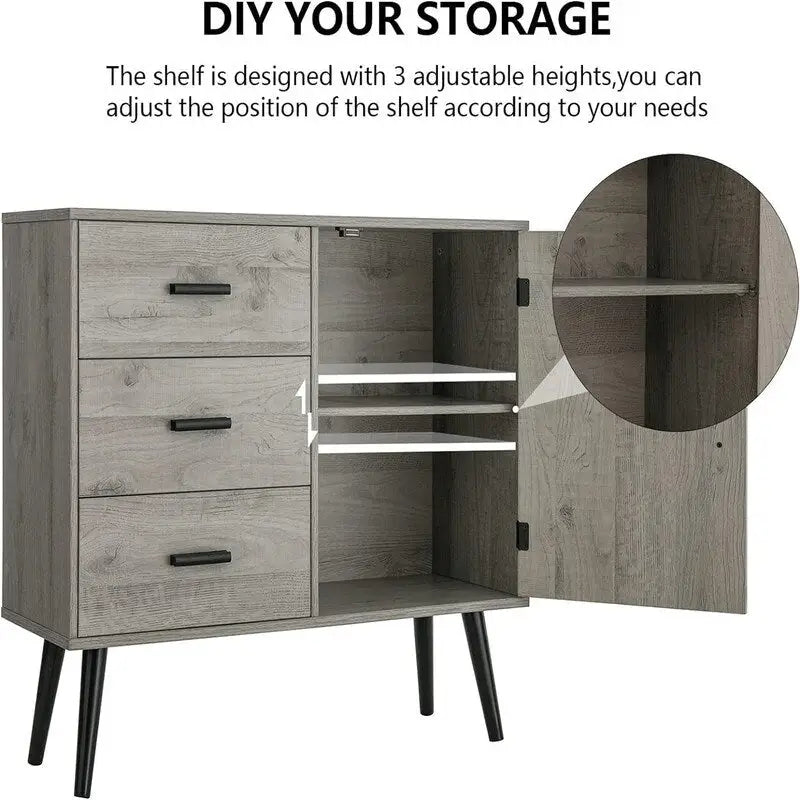 Armoire de rangement en rotin avec 3 tiroirs, coloris blanc / gris / naturel / marron rustique — Lot de 2