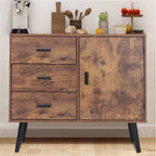 Armoire de rangement en rotin avec 3 tiroirs, coloris blanc / gris / naturel / marron rustique — Lot de 2