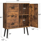 Armoire de rangement en rotin avec 3 tiroirs, coloris blanc / gris / naturel / marron rustique — Lot de 2