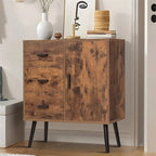 Armoire de rangement en rotin avec 3 tiroirs, coloris blanc / gris / naturel / marron rustique — Lot de 2