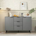 Buffet de 120 cm de couleur grise et naturelle avec 3 tiroirs et 2 portes, assemblage par 2 personnes