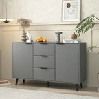 Buffet de 120 cm de couleur grise et naturelle avec 3 tiroirs et 2 portes, assemblage par 2 personnes